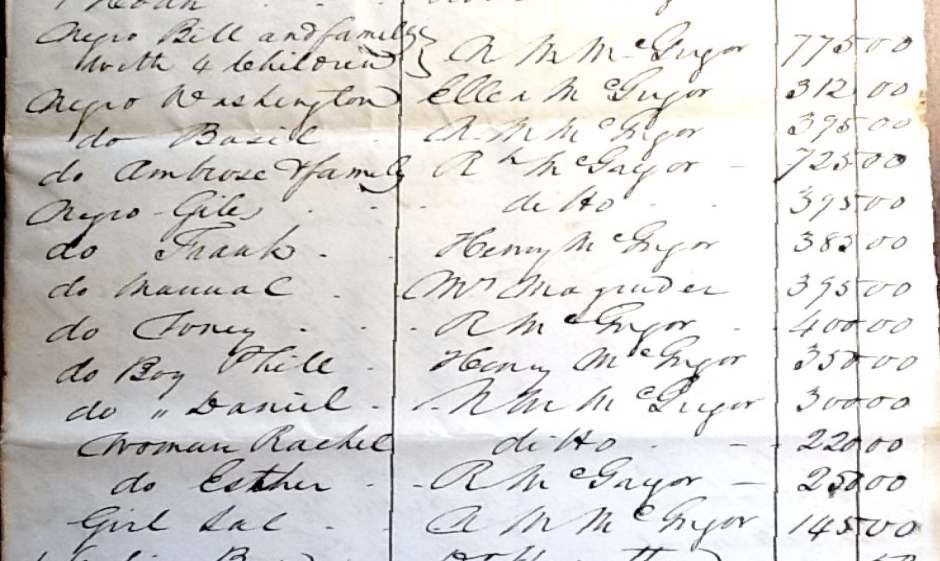 John S 1825 distrib of slaves