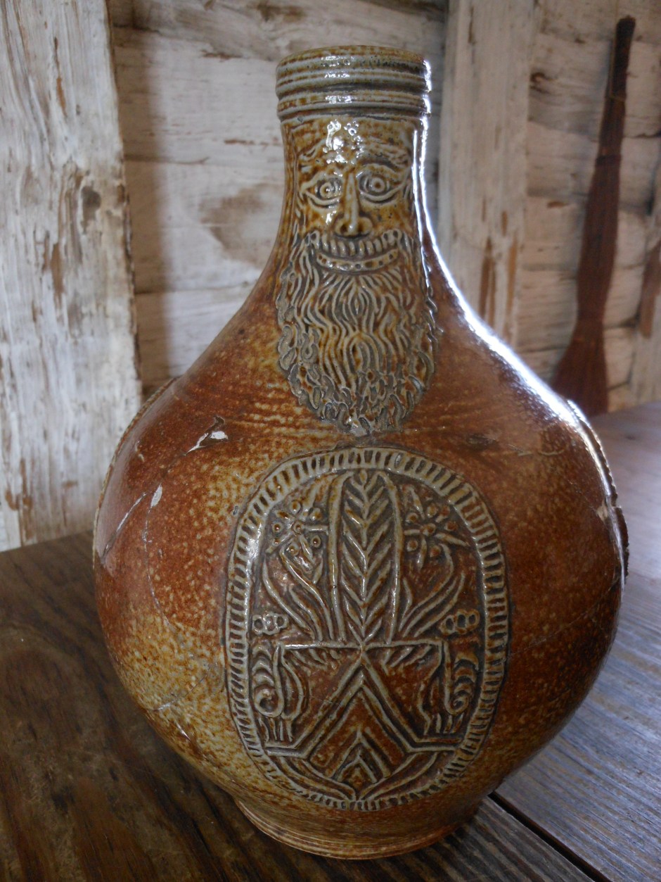 Replica face jug, Smith's Ordinary, St. Mary's City.  Photo: Margaret Yocom, 2013.